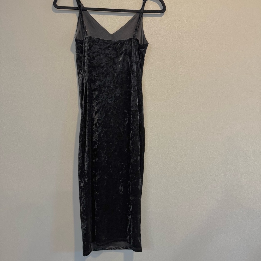 Bawdy Elegant Black Crushed Velvet Dress V Neck Whimsigoth Goth Witch S - Picture 2 of 4